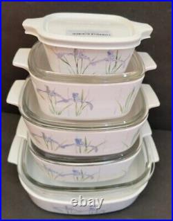 10 pc CorningWare Shadow Iris Casserole Dishes withLids + New Corning Lid