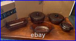 Anchor Ovenware Amber (8) Casserole Dishes & Lids, Sm Bowl W Lid