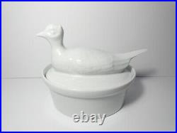 Apilco France White Porcelain 9 Covered Casserole Dish With Pheasant Bird LID