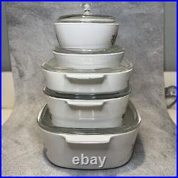 Corning Ware L'Echalote 10pc Casserole Set with Glass Lids, White Oven Dishes