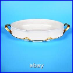 Haviland Limoges France VTG Oval Casserole Dish NO LID Gold Gilt Ribbon Antique