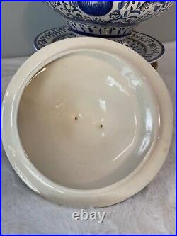 Lg casserole dish with lid & Under plate, blue and white Decor Made In Portugal