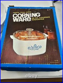 NEW Vintage Corning Ware Blue Cornflower Casserole Dish with Lid 3 qt 96 oz