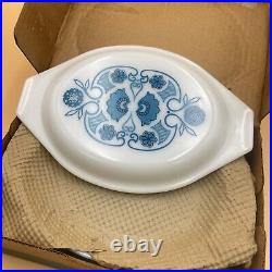NIB Vintage Pyrex Horizon Blue 043 With Lid 943 C35 Oval Cover Casserole Dish