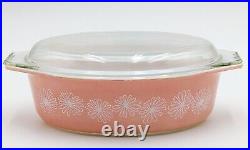 PYREX 045 Pink Daisy 2 1/2 QT Casserole Dish with Lid Vtg (H12)