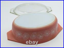PYREX 045 Pink Daisy 2 1/2 QT Casserole Dish with Lid Vtg (H12)