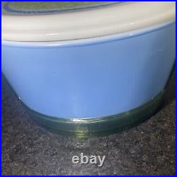Pyrex 1973 Ocean Filigree 475b Casserole Dish WithLid Blue Green 2.5 QT Cradle