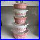 Pyrex Pink Gooseberry Casserole Dishes withlids 471, 472, 473, 474, 475