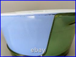 Pyrex Promo Espanol Hugger Cradle 475 2.5 qt Casserole Dish 25-C Lid Blue Green