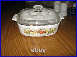 Rare Corning Spice of Life 2qt Square Casserole Baking Dish A-2 With Lid A-9-C