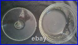 Rare Vintage Pyrex Etched Casserole Dish, Lid, Woven Holder Italy Cg Dollar Stamp