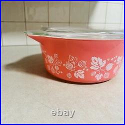 VINTAGE Pyrex Pink Gooseberry 475-B 2.5 Qt Casserole Dish Bowl with Lid VGC