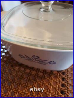 VTG Corning Ware Blue Cornflower 1 3/4 QT Casserole Dish + Lid P-7-C USA Rare