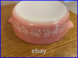 Vintage Pink Pyrex Gooseberry Casserole Dishes With Glass Lids