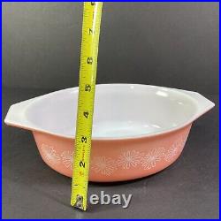 Vintage Pyrex Pink Daisy 043 Oval Casserole with Lid 1-1/2 Quart