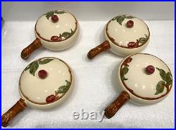 Vintage Set Of 4 Franciscan Apple Handled Indiv Casserole Soup Bowls With Lids